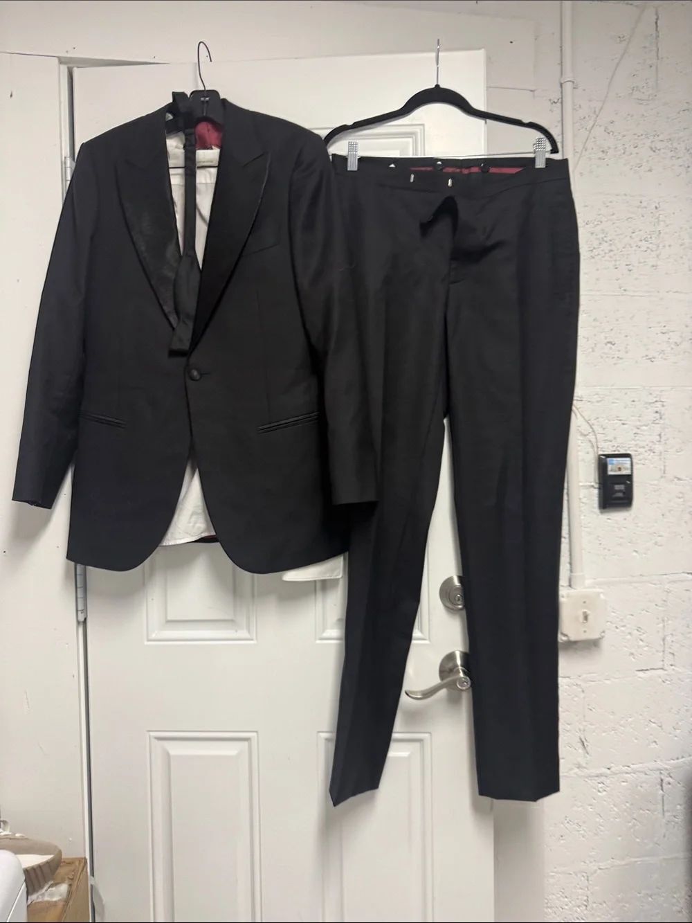 Classic Black Men's Suit Jacket Shirt & Trousers & Bow Tie - 4 Piece